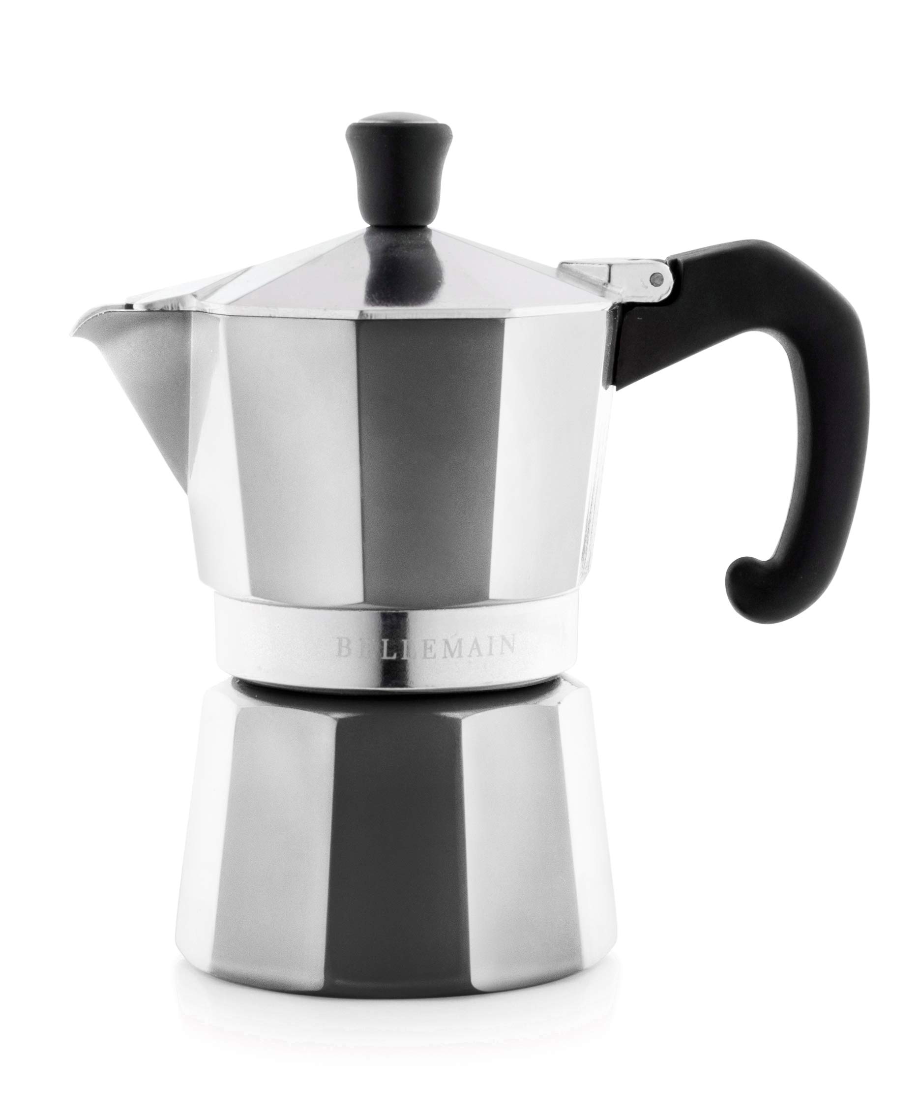 Bellemain Stovetop Espresso Maker | Italian Moka Pot Espresso Maker, Classic Aluminum Design Mocha Pot for Home Brewing & Camping | Easy to Use & Clean - 3-Cup, Silver