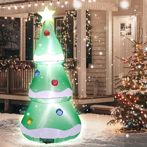 Inflatable Christmas Tree 4 Feet Tall with LED Lights,Blow up Christmas Tree Perfect for Indoor Outdoor Decorations Ideal for Lawn Garden Entryway and Holiday Parties Easy to Inflate and Store