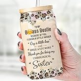 Pawfect House Glass Coffee Cups With Lids And Straw, Birthday Gifts For Women, Her, To My Bestie Iced Coffee Cup, Sisters Gifts From Sister, Best Friends, BFF, 16 Oz Bestie Glass Cup