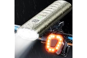 9000 Lumens Bike Light Set, Prasky Rechargeable Bicycle Lights Front and Rear, Super Bright LED Bike Headlight, IP65 Waterproof Multiple Modes Road Mountain Bike Lights for Night Riding