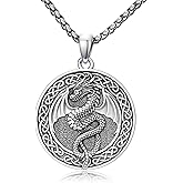 Lattd Dragon Necklace 925 Sterling Silver Punk Dragon Pendant Gothic Jewelry Gifts for Men, w/Stainless Stain Chain 22"+2"