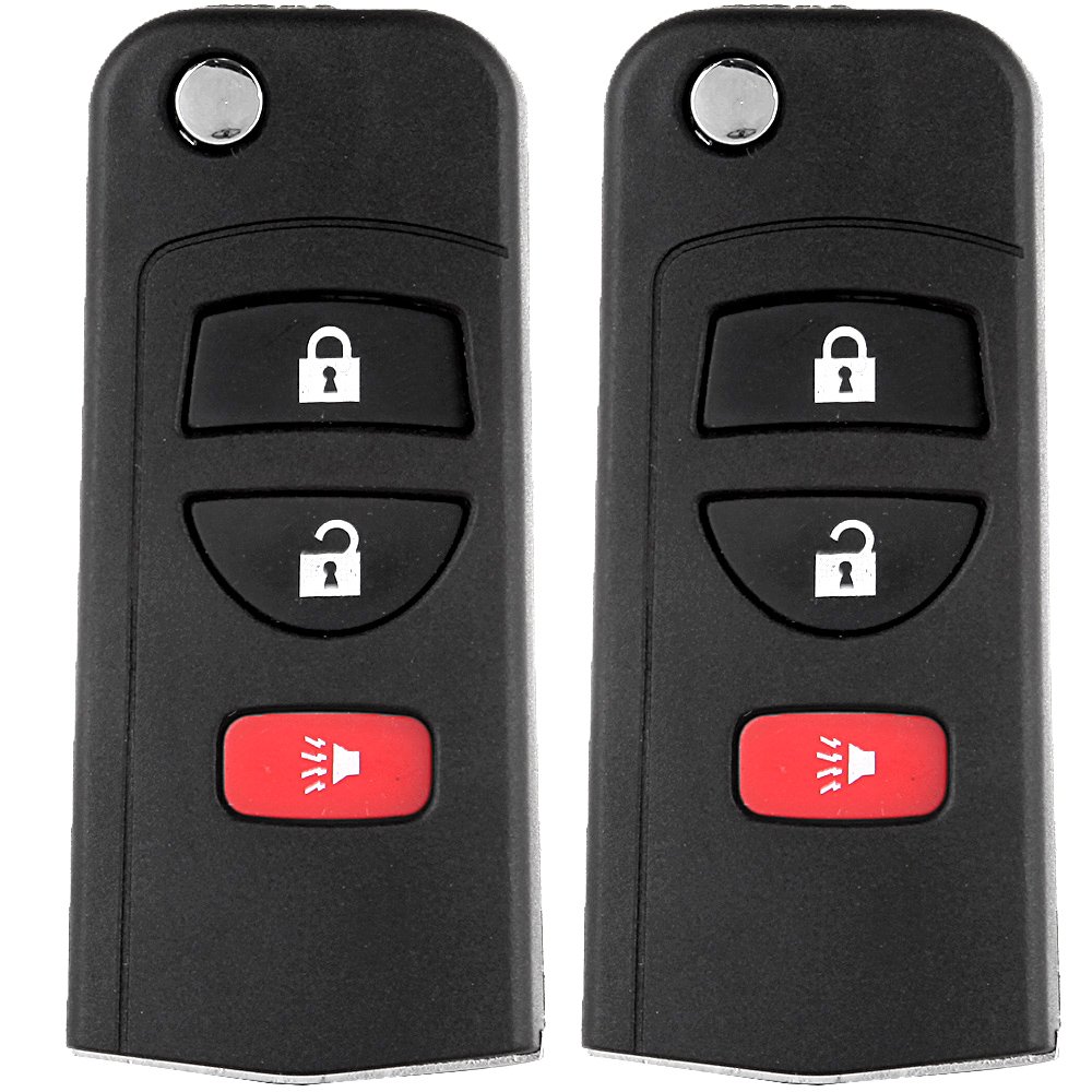 ECCPP Replacement fit for 3 Buttons Uncut Keyless Entry Remote Control Car Key Fob Shell Case 02-11 Infiniti FX35 Nissan Versa Series KBRASTU15 (Pack of 2)