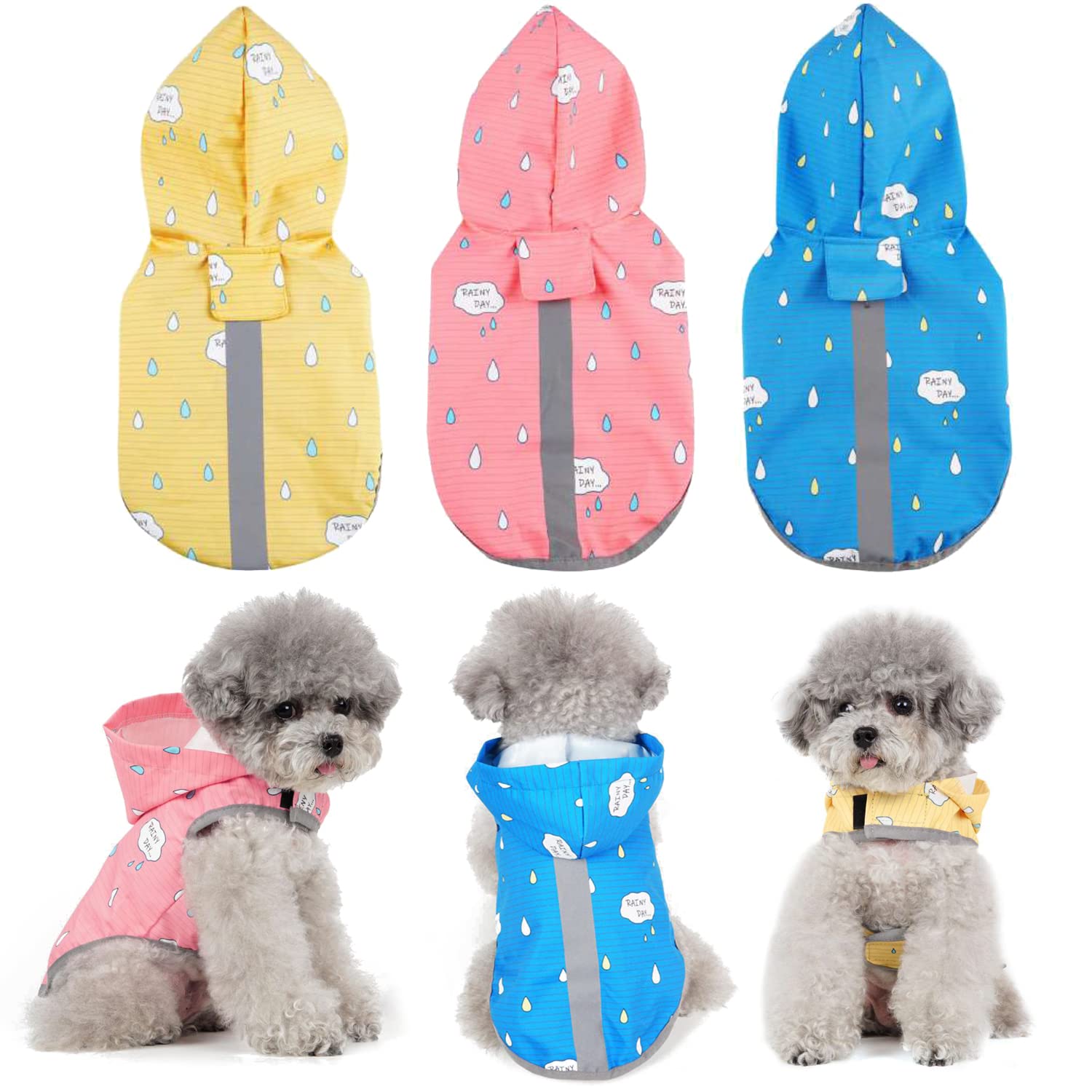 BPS Waterproof Raincoats for Pets Dogs Waterproof with Hood Pocket for Small Medium and Large Dogs with 100% Polyester Material (S, Yellow 2) BPS-16663AM