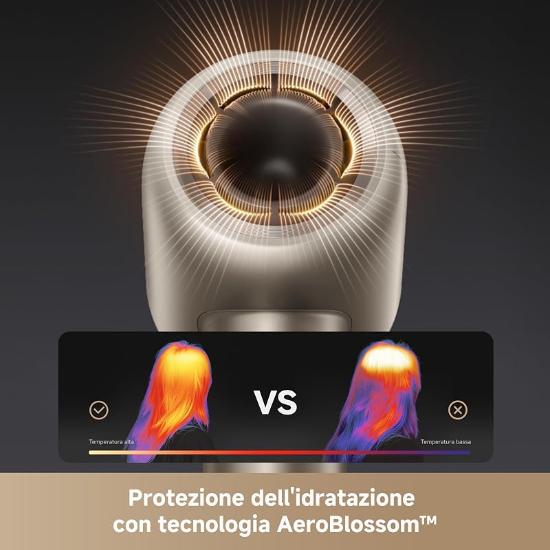 Shine 10 Asciugacapelli, Asciugatura Rapida with Technology of Blocco dell'umidità, Motore Brushless 110.000 RPM, Cura al Plasma, with Concentratore, Thermo-Control NTC 1.000x/s, Argento