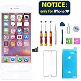 Swgrdin 3D Touch Screen Full Frame Assembly for iPhone 7 Plus Screen Replacement White 5.5", LCD Screen for iPhone 7 Plus Digitizer with Tool Kits and Screen Protector, A1661, A1784, A1785 Only