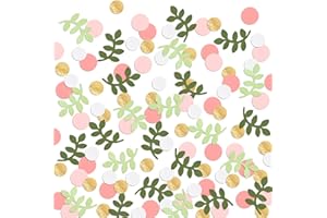 LETJOLT Baby Shower Confetti Greenery Table Decorations Golden Pink Eucalyptus Glitter Green Scatter Flamingo Girls Boho Theme Party Bridal Shower Party Wedding Nursery Decor Supplies 210 Pcs