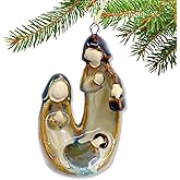 Holy Family Nativity Ornament – Mary, Joseph & Baby Jesus, Glazed Ceramic Christmas Tree Keepsake, Religious Holiday Décor