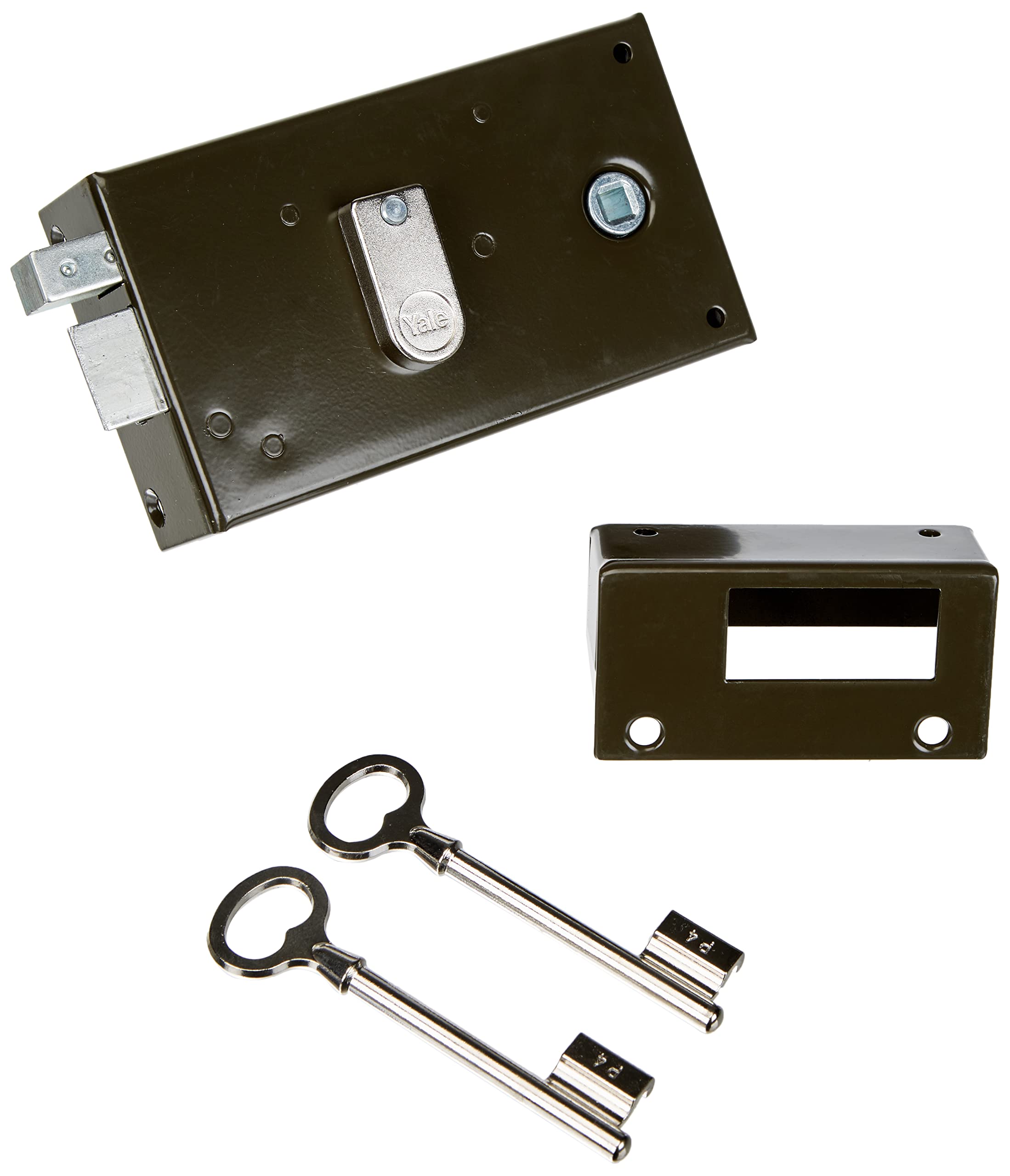 Yale YAH36G Left Hand Horizontal Wall Lock - Khaki, 2 Keys Included, 55 mm Spindle, 6 mm Square, Left Version - for Internal Door Communication