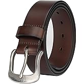 wolksprong Mens Heavy Duty Full Grain Leather Belt - 1 1/2 Italian Genuine Leather with Sturdy Buckle for Jeans Casual Pants
