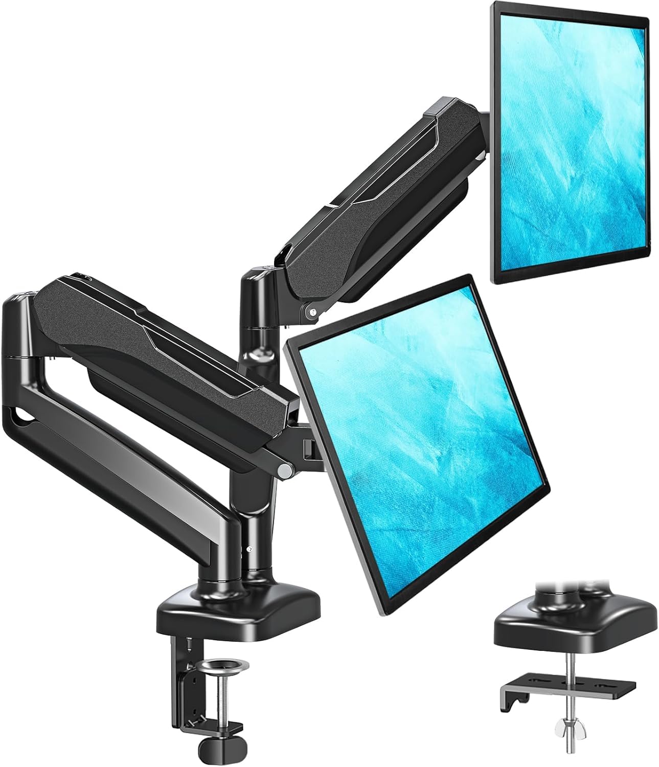 MOUNTUP モニターアーム デュアル 液晶ディスプレイアーム 2画面 13～32インチ対応 耐荷重2～8kg クランプ グロメット式 VESA対応 75x75mm 100×100mm ケーブル収納商品画像