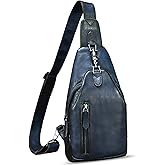 Genuine Leather Sling Bag for Women and Men Vintage Handmade Leather Sling Backpack Fashion Crossbody Bag Chest Purse