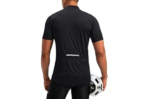 Bikewa Men's Cycling Jersey Moisture Wicking Short Sleeve UPF Half Zip Bike Road Riding Biking Shirts for Men Zipper Pockets