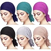 Syhood 6 Pieces Head Scarf for Women Slip on Pretied Head Scarves Cancer Headwear Turban Hat Beanie Wrap (Soft Colors)