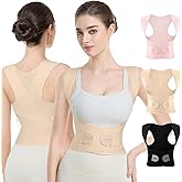 babaka Posture Corrector for Women, Invisible Lightweight Adjustable Back Brace for Upper and Lower Back Pain Relief, Hunchback, Hump, Scoliosis, Thoracic, Spine Corrector Under Clothes (Beige, Large)