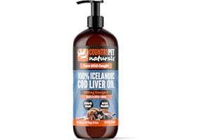Pure Wild Caught Icelandic Cod Liver Oil 473ml Highest Purity Omega3 1150mg/5ml, Rich EPA/DHA - Reduces Itching, Improves Ski
