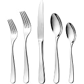 65-Piece Premium 18/10 Forged Silverware Set with serving utensils | LUCIELLA Stainless Steel Spoons and Forks Set, Dishwasher Safe, Gift-ready Packaging for Housewarming, Wedding (Tropea)