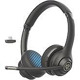 JLab Go Work Gen 2 Wireless Headsets with Microphone - 55+ Playtime PC Bluetooth Headset and Multipoint Connect to Laptop Com