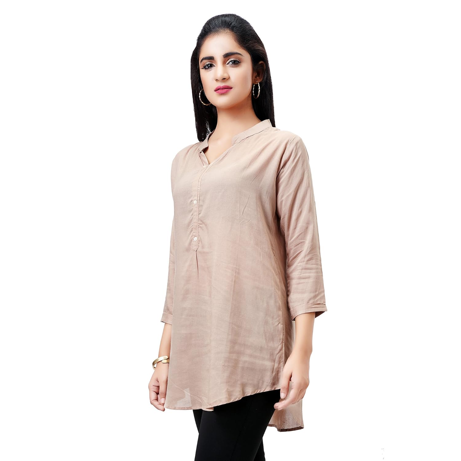 aarnaa women's muslin 3/4th sleeve mandarin collar kurti (art01_15)