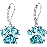 Paw Print Earrings S925 Sterling Silver Paw Drop Dangle Earrings Dog Cat Pet Paw Jewelry Gifts for Women
