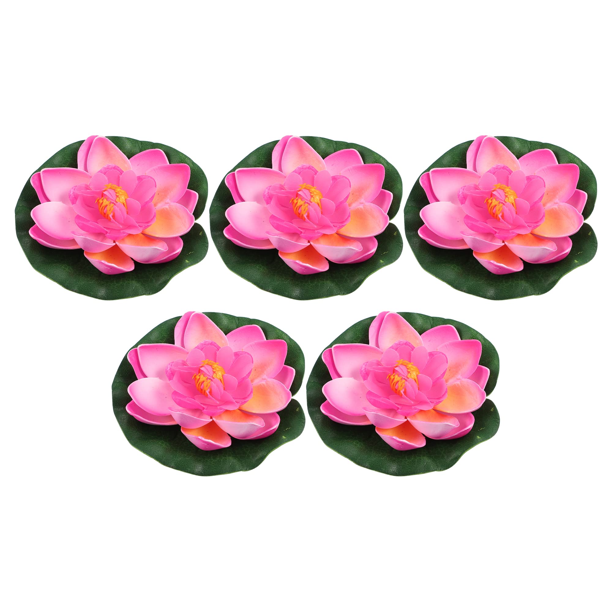 VOCOSTE 5pcs Artificial Floating Lotus Flower, Artificial Lotus Flower for Garden Ponds Pool Decoration, Pink, 3.9"