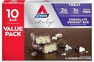 VEMAX STORE Endulge Chocolate Coconut Bar, Dessert Favorite, High in Fiber, 1g Sugar, 10ct