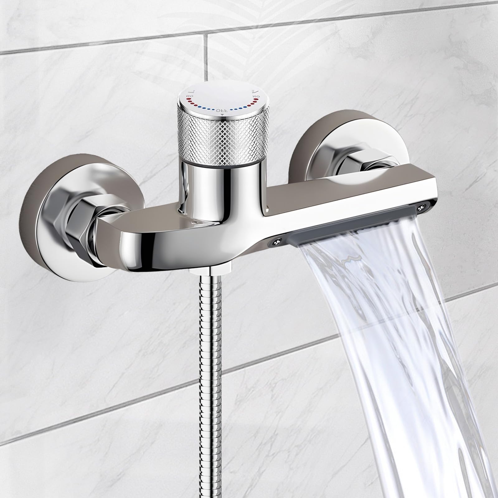 Thermostatic Shower Mixer Bar, Wall Mounted Shower Mixer Valve, Thermostatic Bath Shower Mixer Tap, Bath Mixer Taps with Shower, Anti Scald Tap, Hot Cold Water Constant Temperature for Bathroom