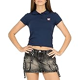 Forever 21 Womens Short Sleeve Fitted Stretch Tee with Button Placket