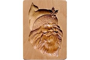 Wooden Cookie Molds Carved Santa Christmas Cookie Stamps 3D Press Embossing Baking Molds for Dough, Muffins, Biscuits, Fudge,