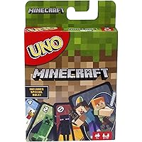 Mattel Games UNO Minecraft Card Game, Now UNO fun includes the world of Minecraft, Multicolor, Basic Pack