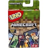 Mattel Games UNO Minecraft Card Game, Now UNO fun includes the world of Minecraft, Multicolor, Basic Pack