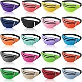Tessco 20 Pcs Fanny Pack Bulk 80s 90s Waist Pack Sport Lightweight Belt Bag Running Waist Bag with Adjustable Belt and 2 Zippers for Women Men Travel Running Phone Holiday Gift