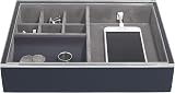 Stackers Navy Blue Valet Tray with Acrylic Display Lid - Organiser view 1