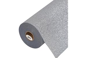 guangyintong Glitter Silver Heat Transfer Vinyl HTV Rolls, 12" x 30ft Iron on Vinyl for T-Shirts Glitter Silver HTV Vinyl for All Cutter Machines Easy to Cut & Weed for Heat Vinyl Design