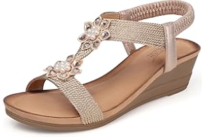 SHIBEVER Wedge Sandals for Women Dressy: Summer Low Wedges Comfortable Open Toe Sandals