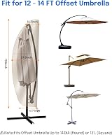 OKPOW Parasol Cover Cantilever 2.5m 2.7m 3m 4m Waterproof 600D Khaki view 2