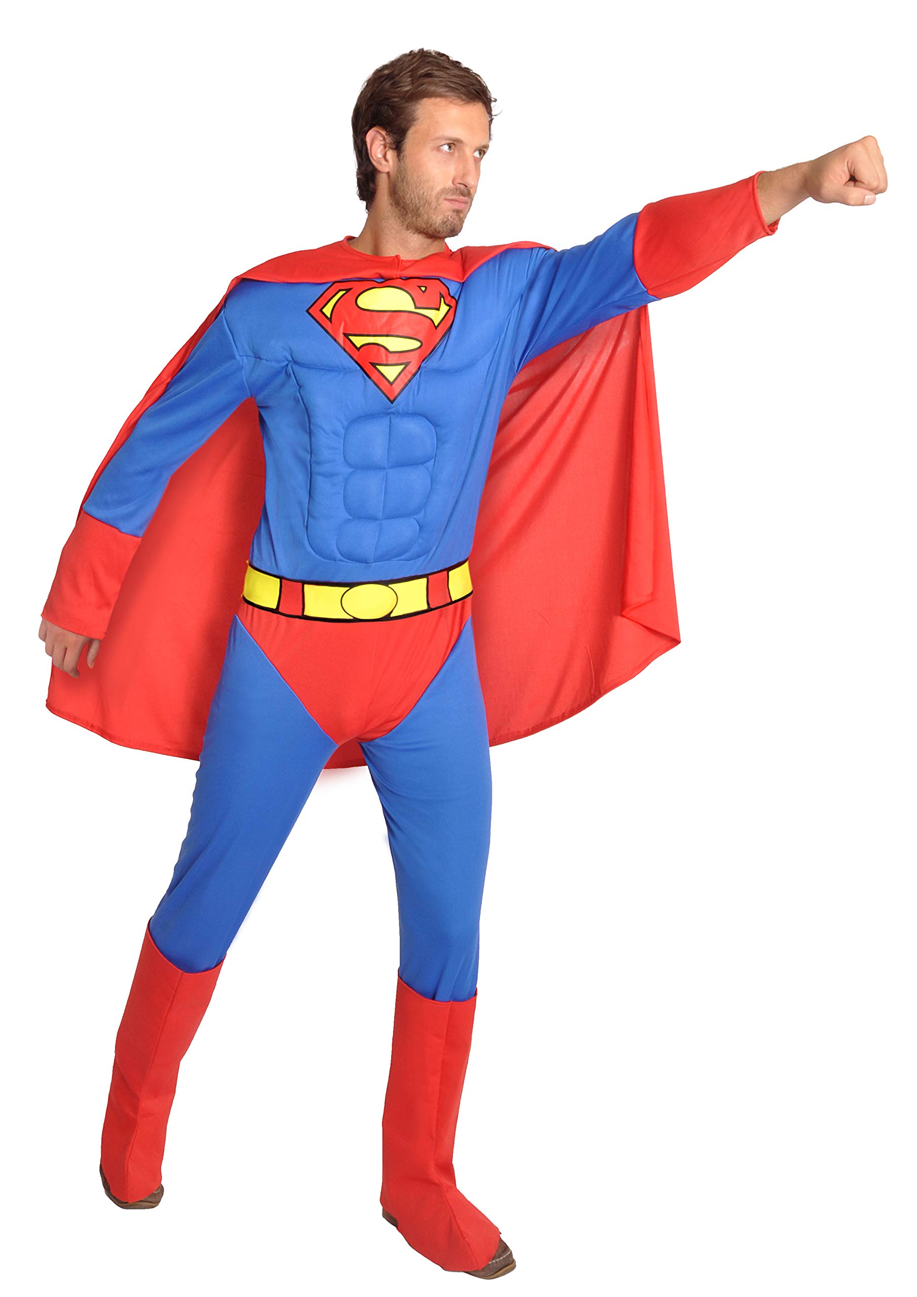 Superman costume disguise adult official DC Comics (Size XL) with padded muscles