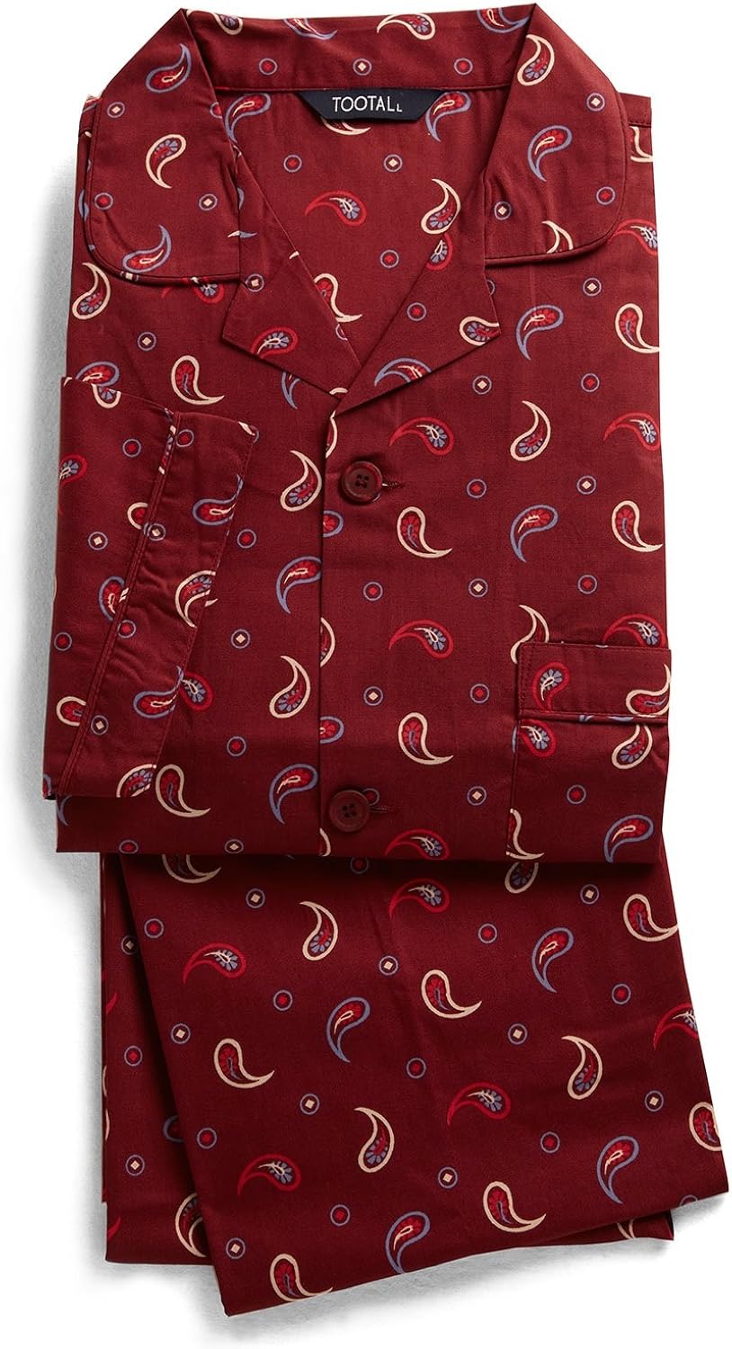 Tootal Mens 100 Cotton Red Paisley Elasticated Waist Pyjama (XXL