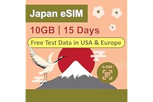 SIM2ROAM Japan Data ONLY eSIM Card 15 Days | 10GB of 5G/4G LTE High-Speed Internet Data | Travel eSIM Card | Dual Local Japan Carriers, Softbank AMD KDDI |prepaid eSIM Card