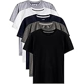 Brix Boys 5 Pack T-Shirts - Crewneck 100% Cotton Tagless Multipack Kids Short Sleeve Basic Comfort Tees.