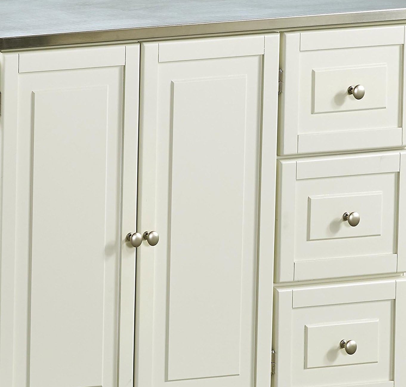 Liberty Off-White Kitchen Cart with Stainless Steel Top by Home Styles - Kitchen Islands & Carts