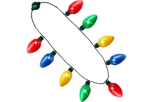 JOYIN 1 Pack Christmas Necklace LED Light Up Necklace 9 Bulbs 6 Modes LED Holiday Costume Accessories for Christmas Xmas Party Favor Party Supply