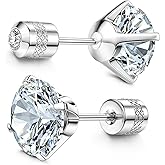 Subiceto Hypoallergenic G23 Implant Grade Titanium Screw Back Earrings 20G Pure Titanium Post for Sensitive Ears 5A Cubic Zirconia Titanium Earring Studs for Women Men Double Side Earrings Piercing Sleeper Studs Jewelry