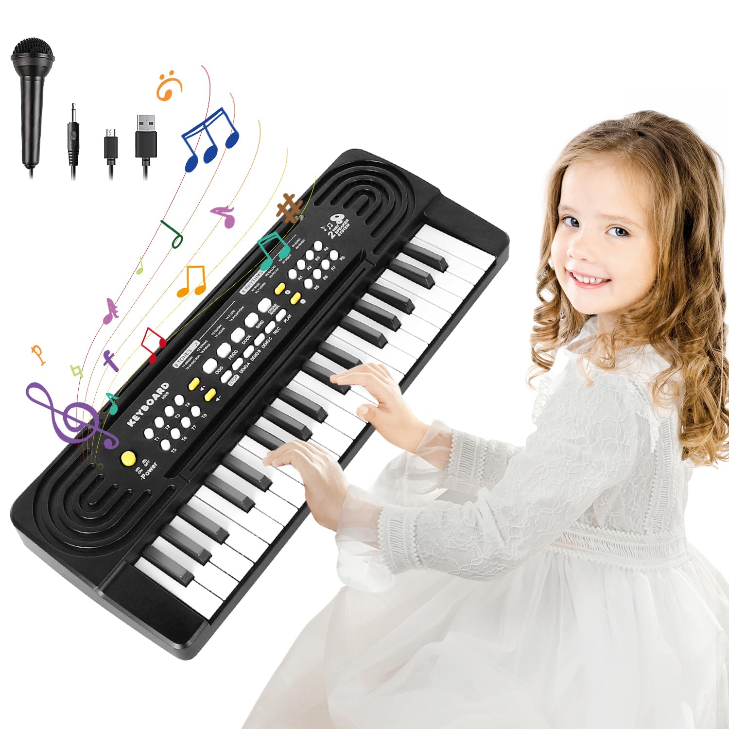 Photo 1 of Kids Toddler Toy Piano Keyboard, 37 Key Pianos for Kid Music Toys Instruments with Microphone Dual Speaker Ideal for 3 4 5 6 7 8 Year Old Girl Boy Birthday/Christmas Day Gift (Black)