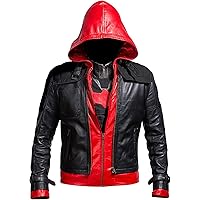 Lasumisura Replica Style Red Hood Men's Faux Leather Jacket + Vest