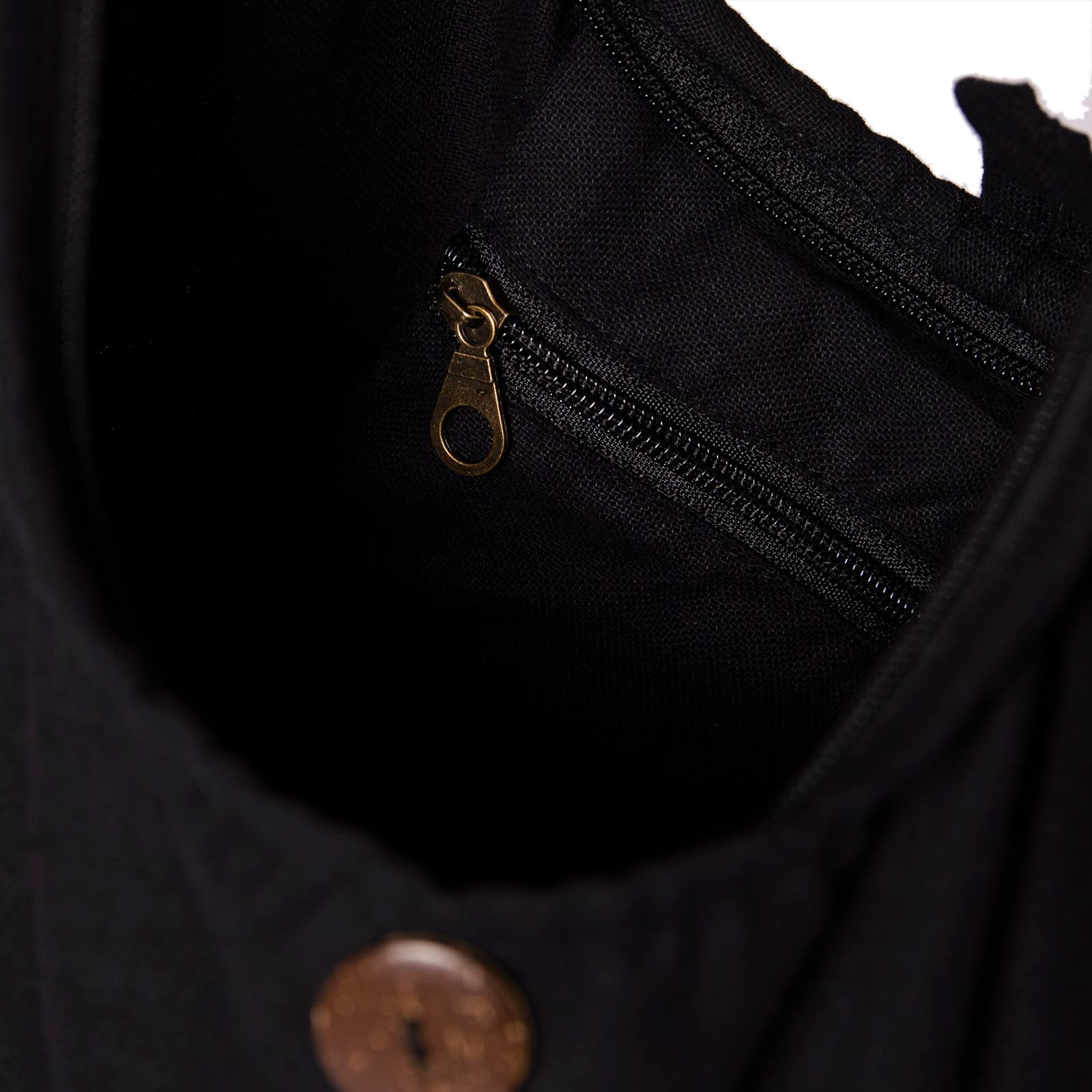 PANASIAM Schulterbeutel Damen & Herren, große & leichte Baumwolltasche, Umhängetasche mit Reißverschluss, Unisex Schultertasche, mittelgroße Tasche, schwarz