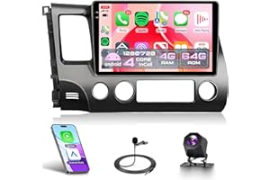4G+64G Car Stereo for Honda Civic 2006-2011 Wireless CarPlay Android Auto, Rimoody Android 15 Car Radio 10.1'' in-Cell Touch 