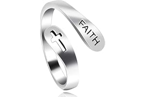 Uloveido Adjustable 925 Sterling Silver Cross Faith Ring for Women and Men, Christian Finger Open Rings, Religion Jewelry Y53