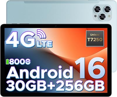 Tab G6 Android 16 Tablette 11 Pouces, 30Go+256Go(TF/2To), 4G LTE Tablette avec Carte Sim Batterie 8000mAh, Octa Core Unisoc T7250 Tablette Tactile Caméra 13MP+5MP, Bluetooth/Widevine L1/Face ID
