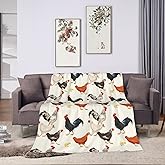 AISDE Chicken Gifts for Women, Cute Chicken Blanket for Adults, Soft Fuzzy Plush Throw Blanket, Chickens Decor with Rooster Design, Valentine’s Day Gifts White Elephant, 50 x 60 Inches