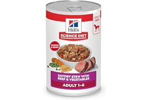 Hill's Science Diet Adult 1-6, Adult 1-6 Premium Nutrition, Wet Dog Food, Beef & Vegetables Stew, 12.8 oz Can, Case of 12